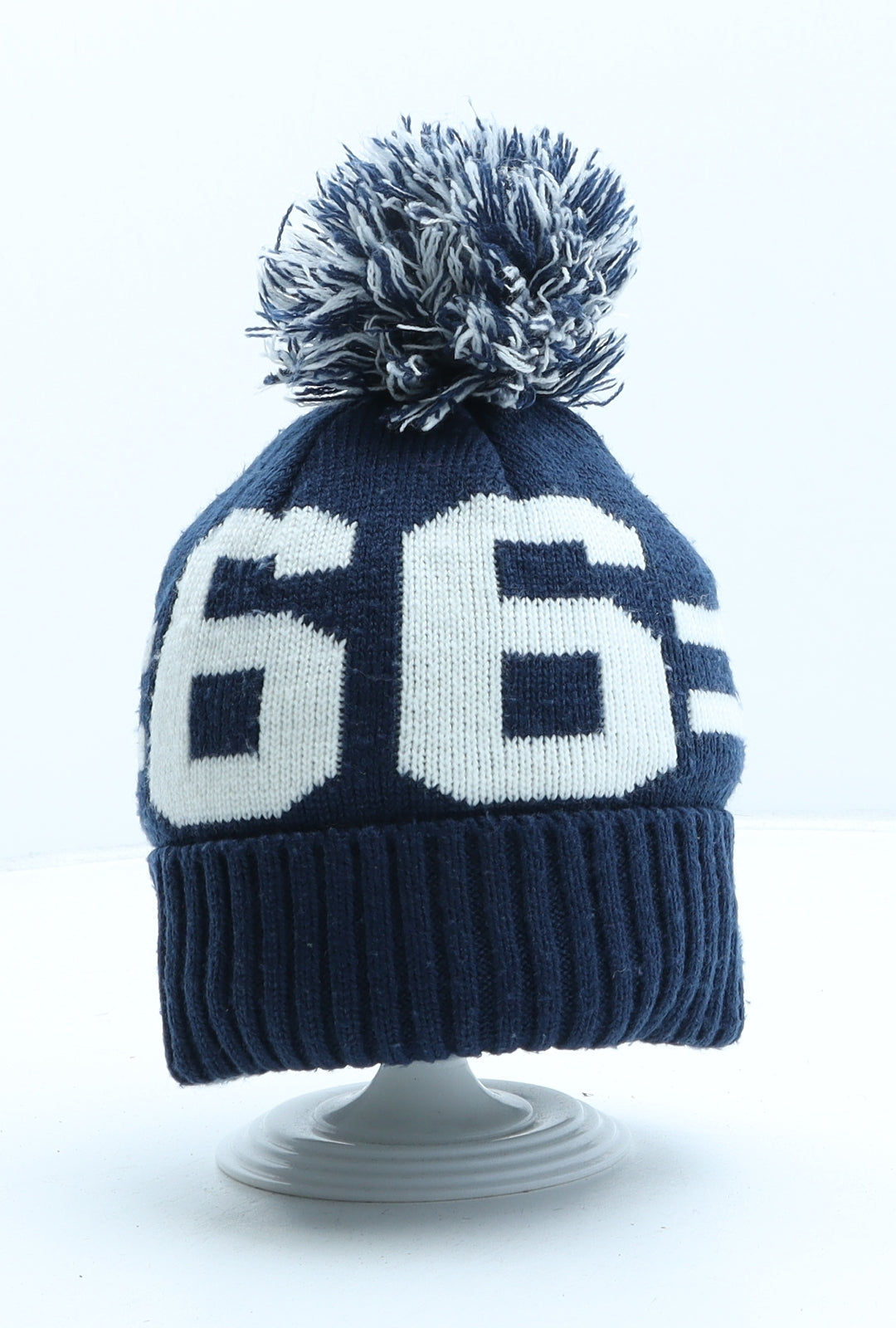 NEXT Boys Blue Striped Acrylic Bobble Hat One Size