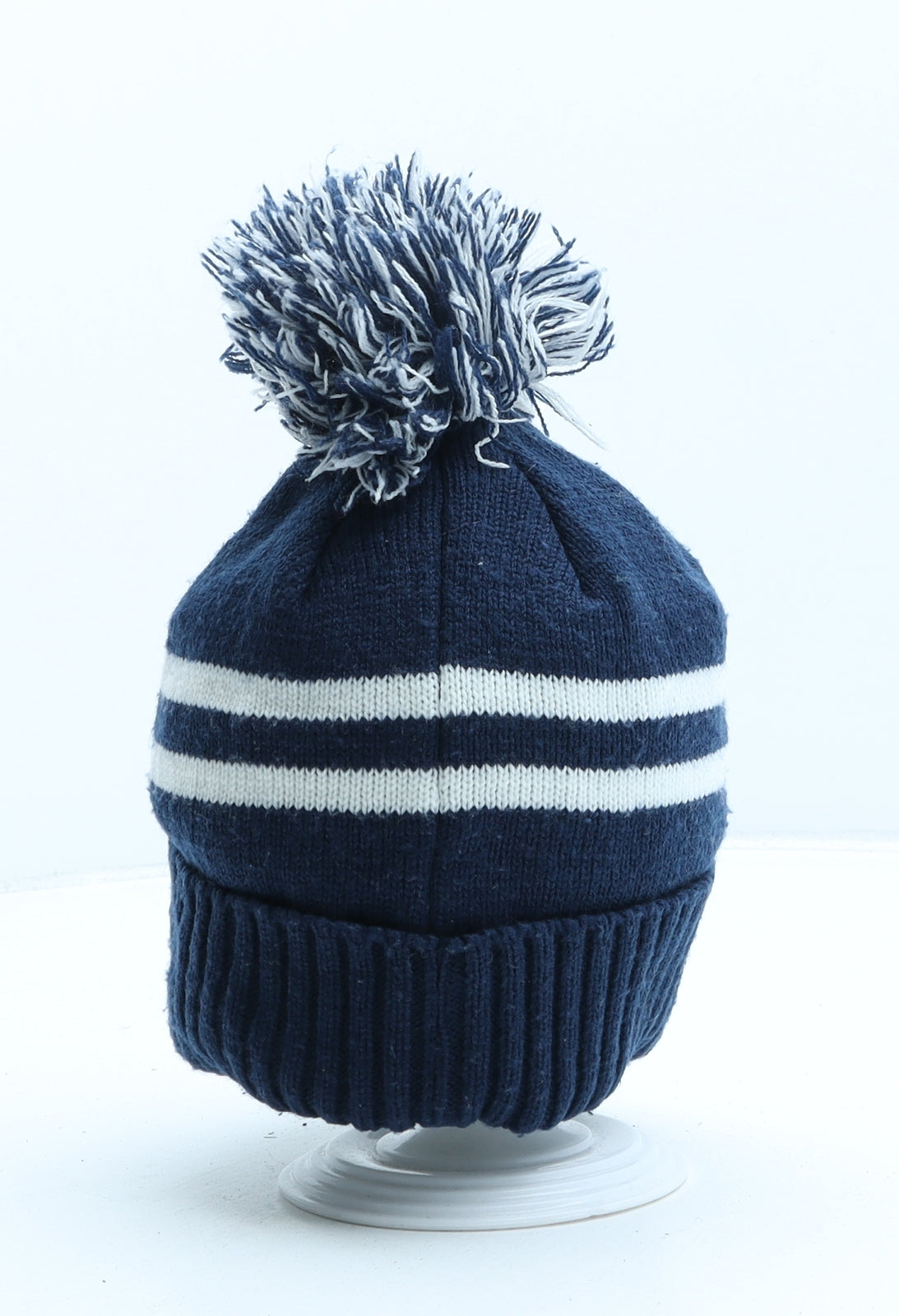 NEXT Boys Blue Striped Acrylic Bobble Hat One Size