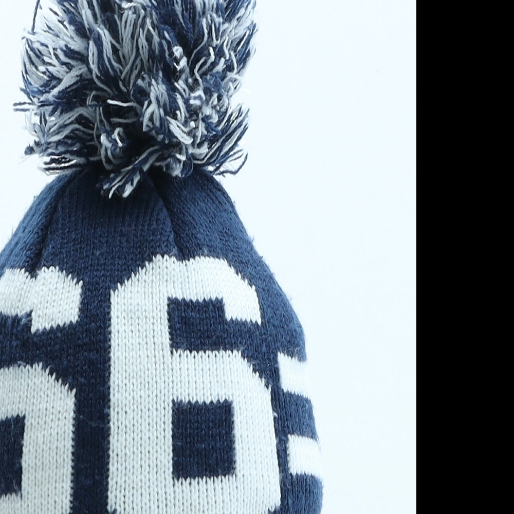 NEXT Boys Blue Striped Acrylic Bobble Hat One Size