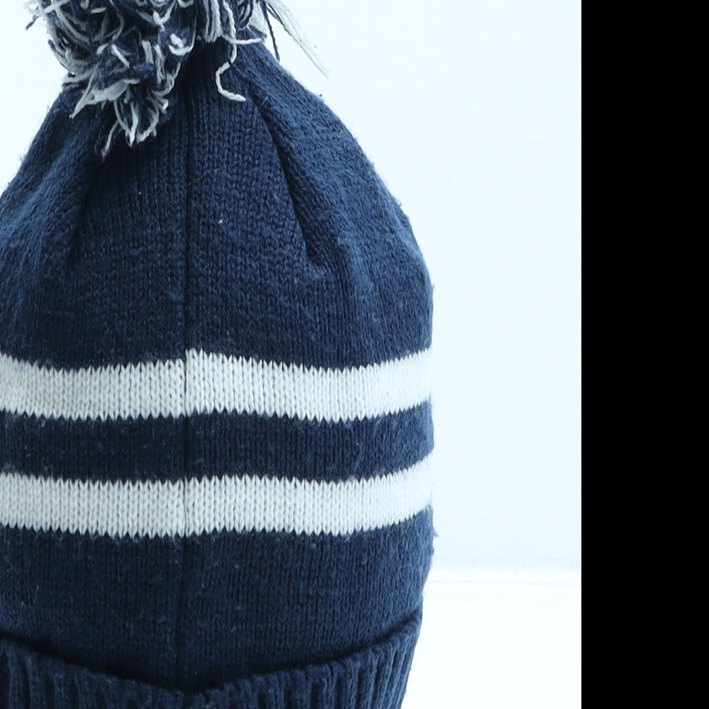 NEXT Boys Blue Striped Acrylic Bobble Hat One Size