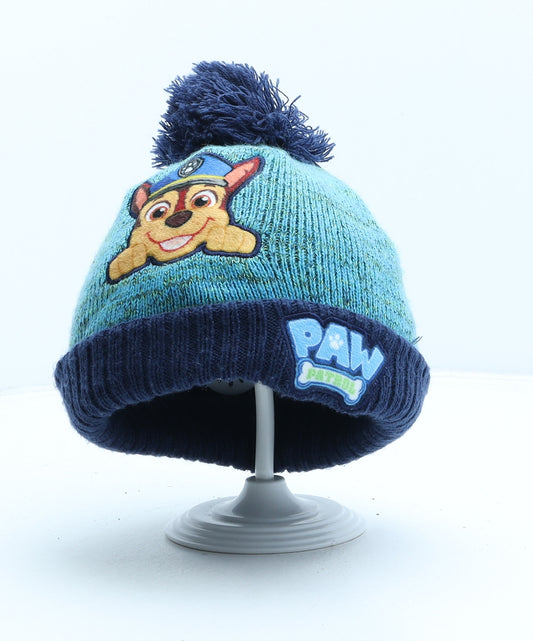 F&F Boys Blue Acrylic Bobble Hat One Size - Paw Patrol