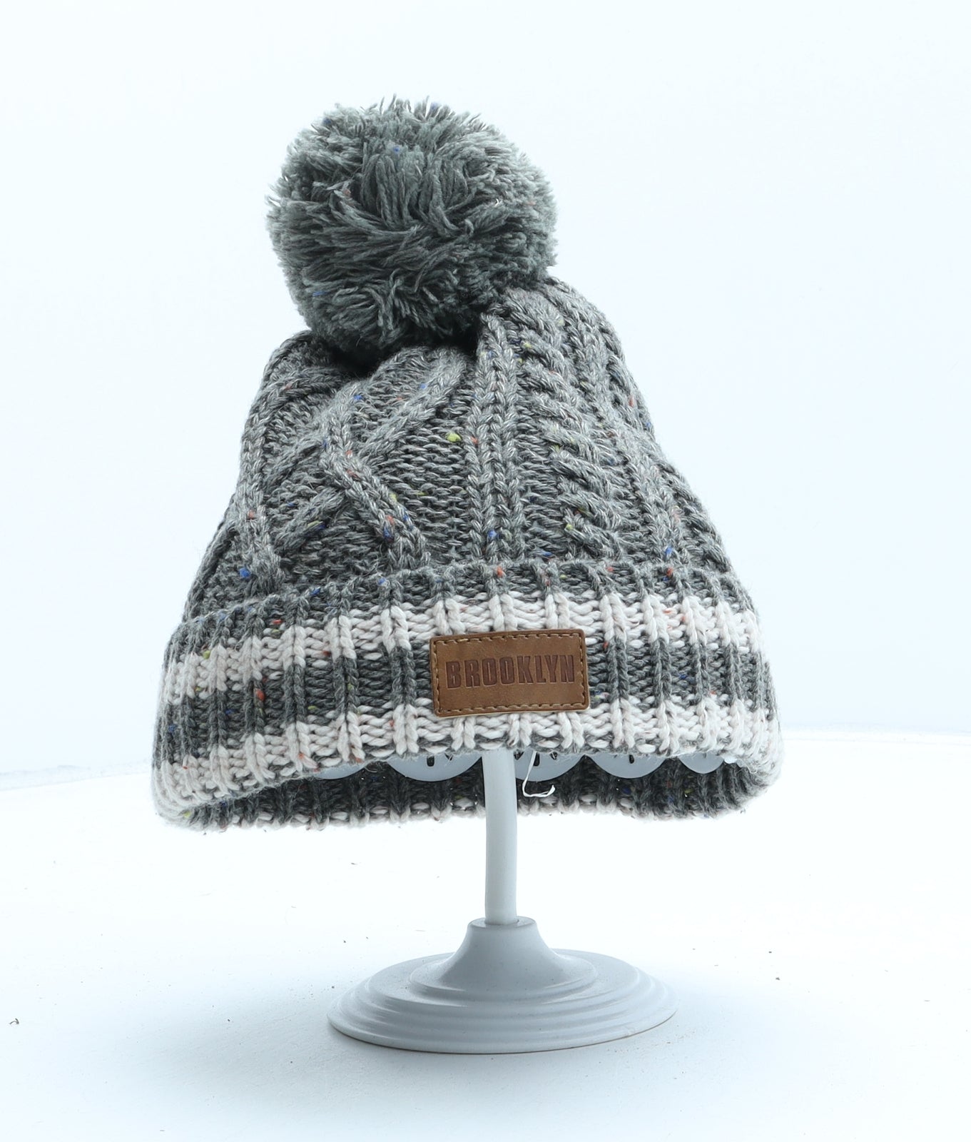 Primark Boys Grey Polyester Bobble Hat Size S