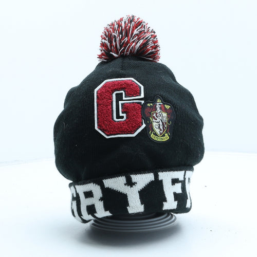 Primark Girls Black Acrylic Bobble Hat Size M - Gryffindor