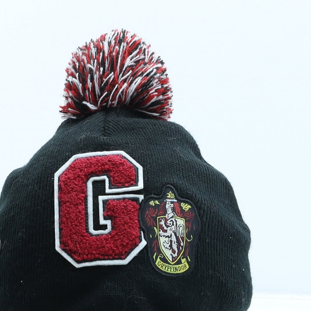 Primark Girls Black Acrylic Bobble Hat Size M - Gryffindor