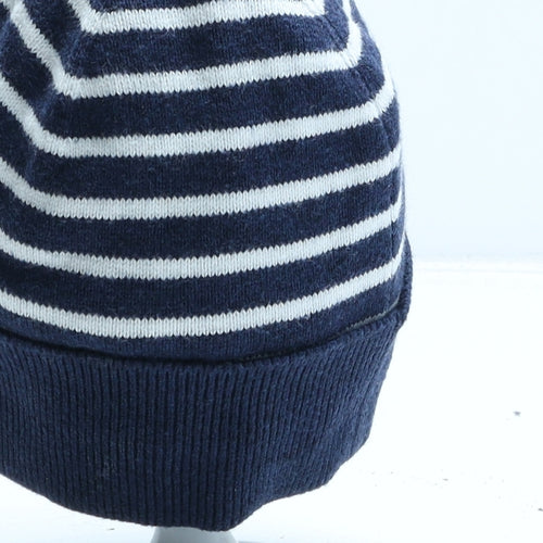 Lacoste Boys Blue Striped Polyester Beanie Size S