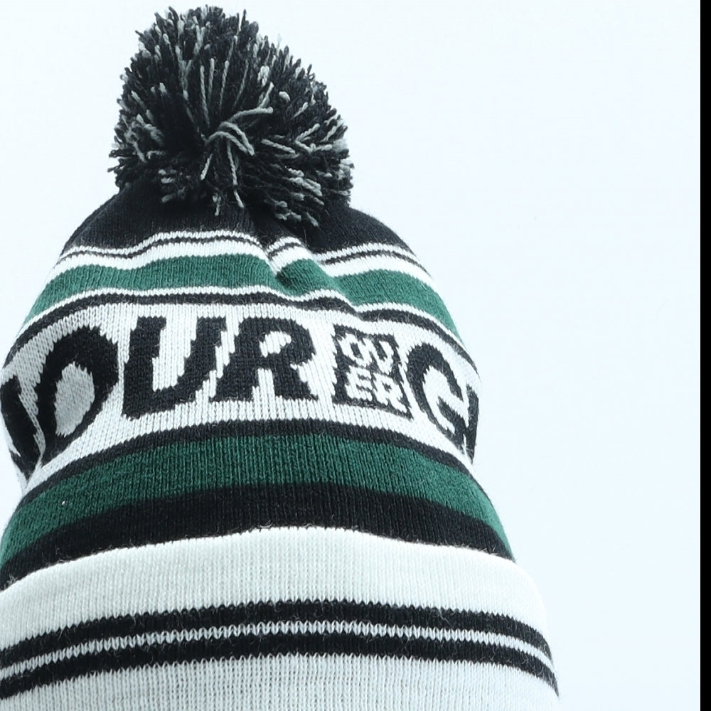 Honour Over Glory Mens Green Striped Acrylic Beanie One Size