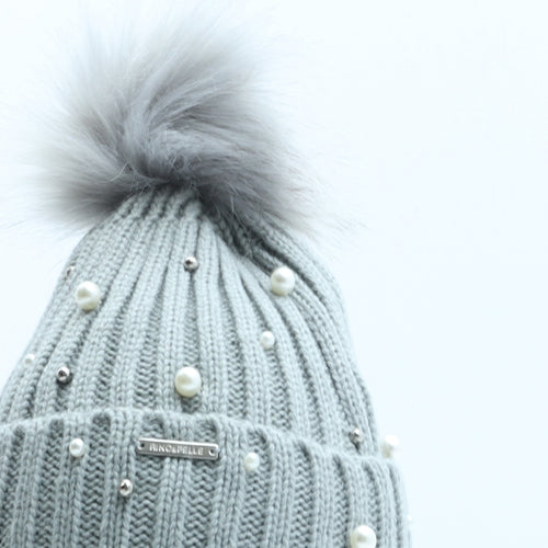 Rino & Pelle Womens Grey Acrylic Bobble Hat One Size