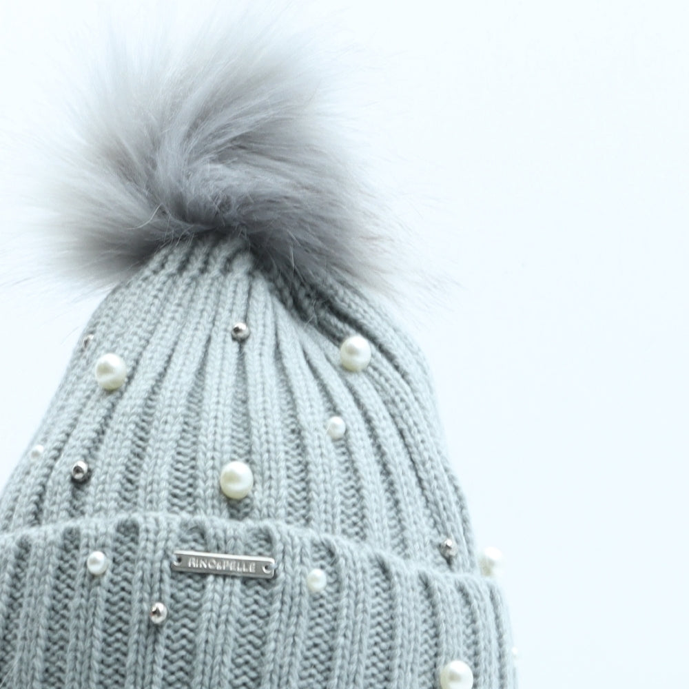 Rino & Pelle Womens Grey Acrylic Bobble Hat One Size