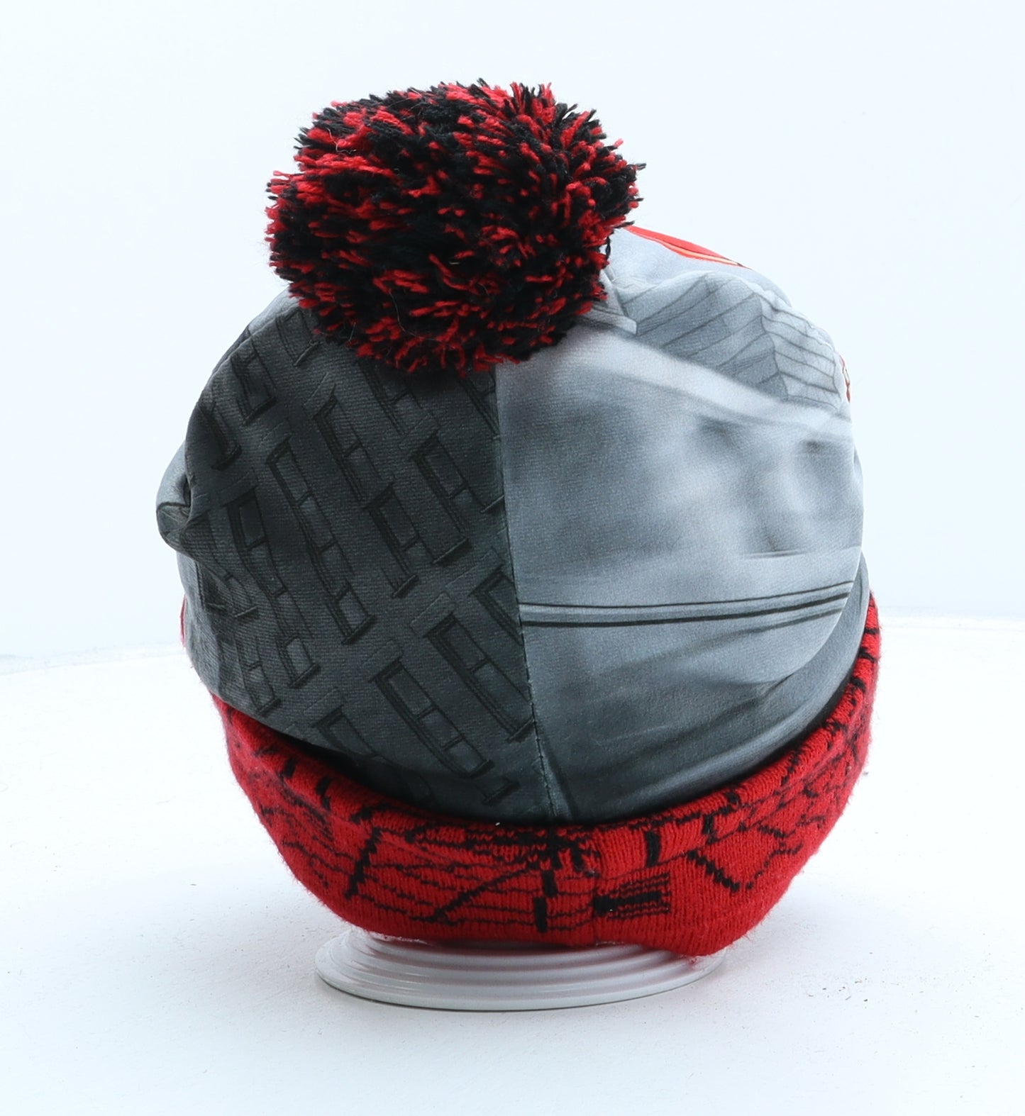 Marvel Boys Red Geometric Polyester Bobble Hat One Size - Spiderman