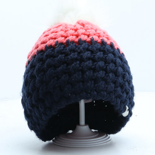 Fabletics Womens Blue Colourblock Acrylic Bobble Hat One Size