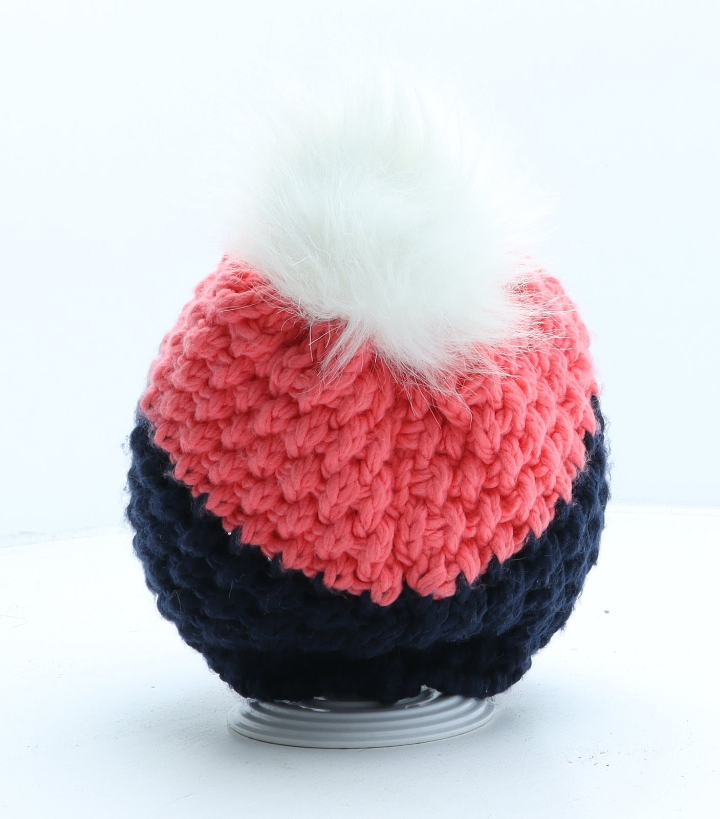 Fabletics Womens Blue Colourblock Acrylic Bobble Hat One Size