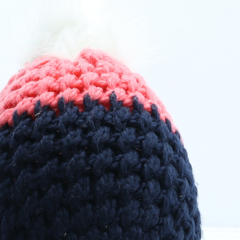 Fabletics Womens Blue Colourblock Acrylic Bobble Hat One Size