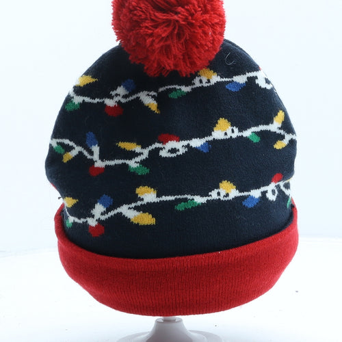 TU Mens Blue Geometric Acrylic Beanie One Size - Christmas Lights