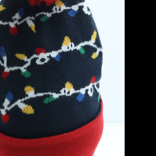 TU Mens Blue Geometric Acrylic Beanie One Size - Christmas Lights
