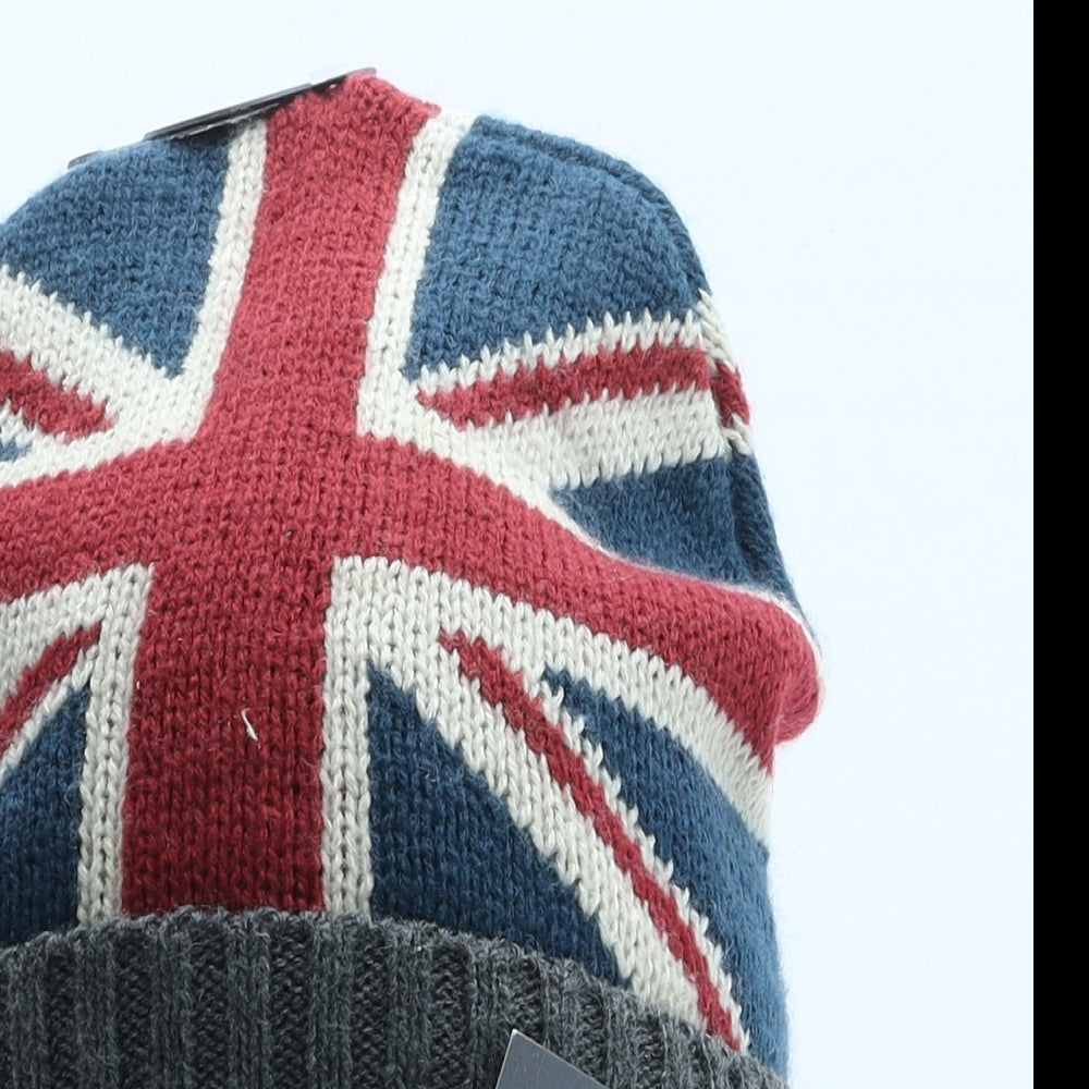 Primark Womens Multicoloured Colourblock Acrylic Beanie One Size - Union Jack