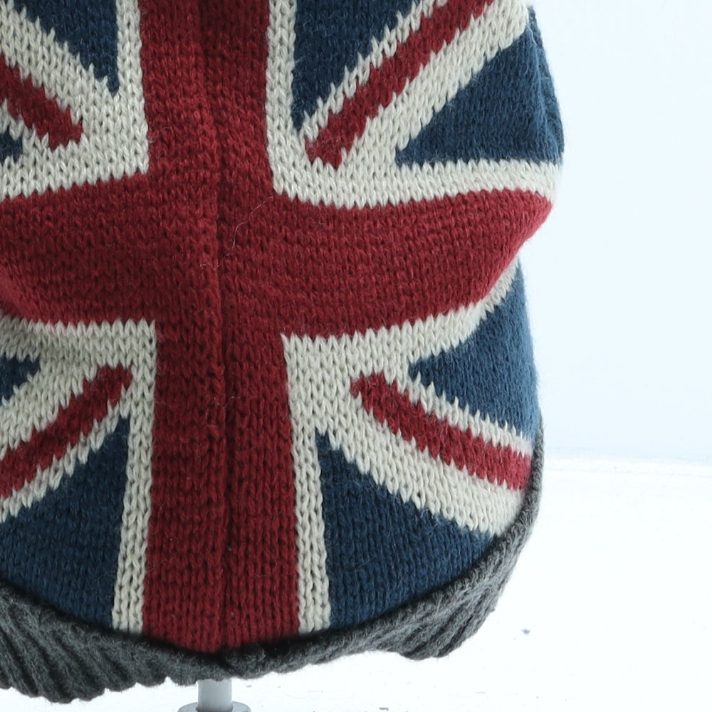 Primark Womens Multicoloured Colourblock Acrylic Beanie One Size - Union Jack