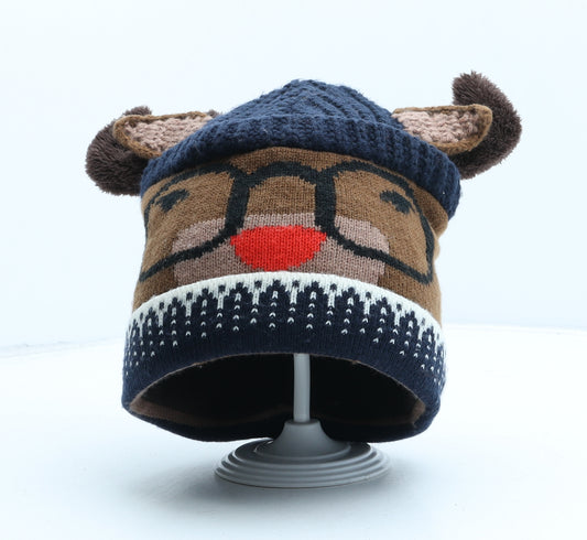 NEXT Boys Brown Geometric Acrylic Beanie One Size - Reindeer