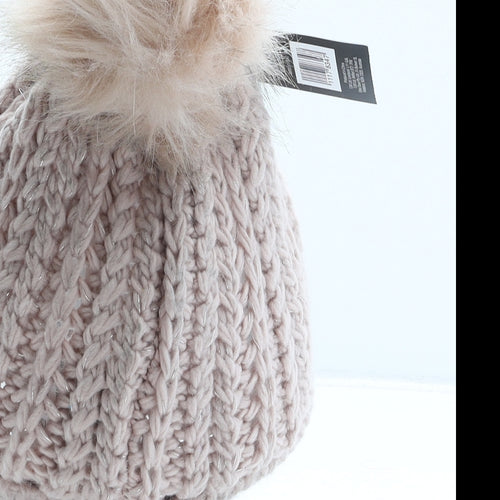 Jeff&Co Womens Pink Acrylic Bobble Hat One Size