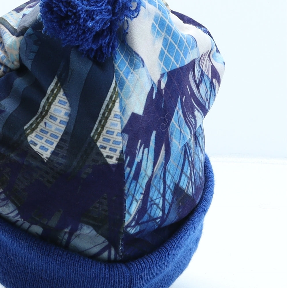 Marvel Boys Blue Geometric Polyester Bobble Hat One Size - Spiderman