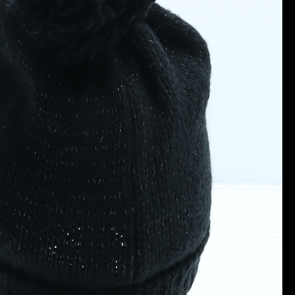 TU Womens Black Acrylic Bobble Hat One Size - Bah Humbug!