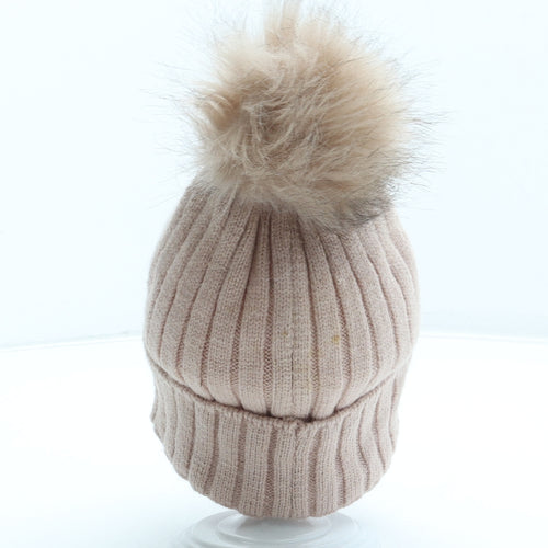 Primark Girls Pink Acrylic Bobble Hat Size M