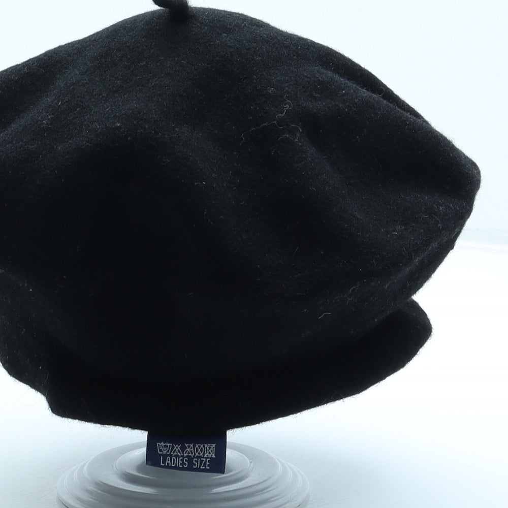 Preworn Womens Black Wool Beret Size M