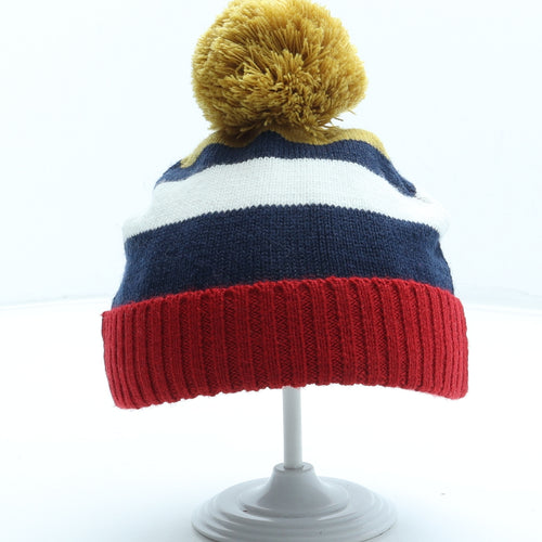 F&F Boys Multicoloured Striped Acrylic Bobble Hat Size S