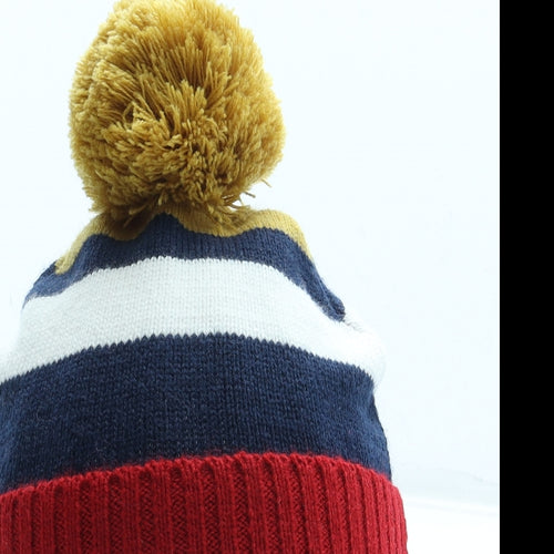 F&F Boys Multicoloured Striped Acrylic Bobble Hat Size S