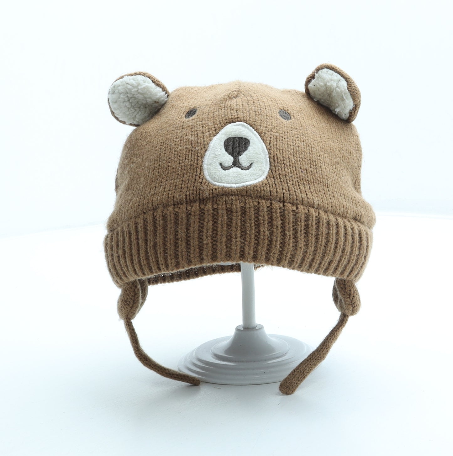 George Boys Brown Acrylic Beanie Size S - Bear Ears