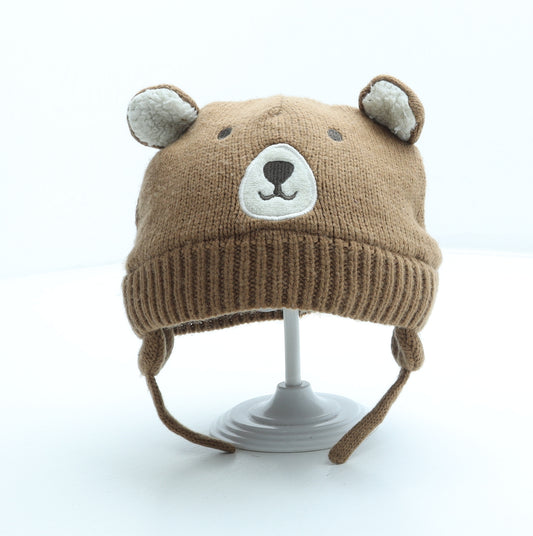 George Boys Brown Acrylic Beanie Size S - Bear Ears