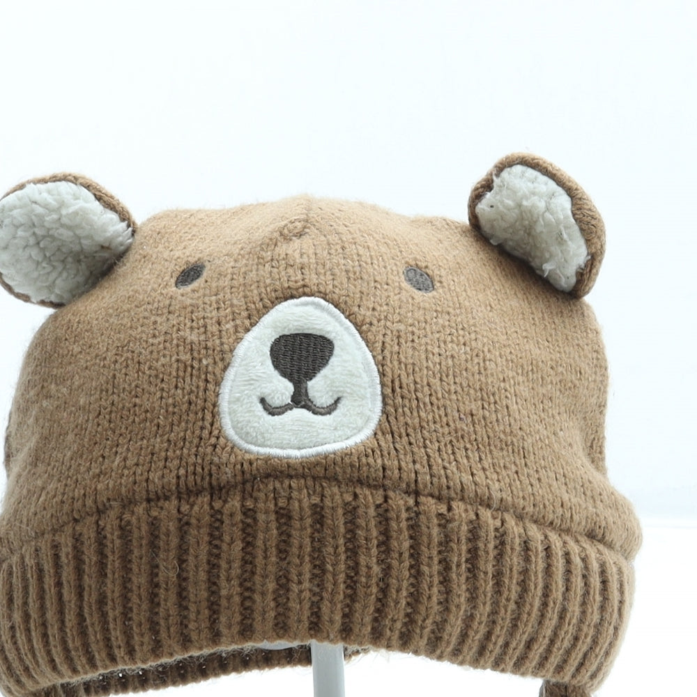George Boys Brown Acrylic Beanie Size S - Bear Ears