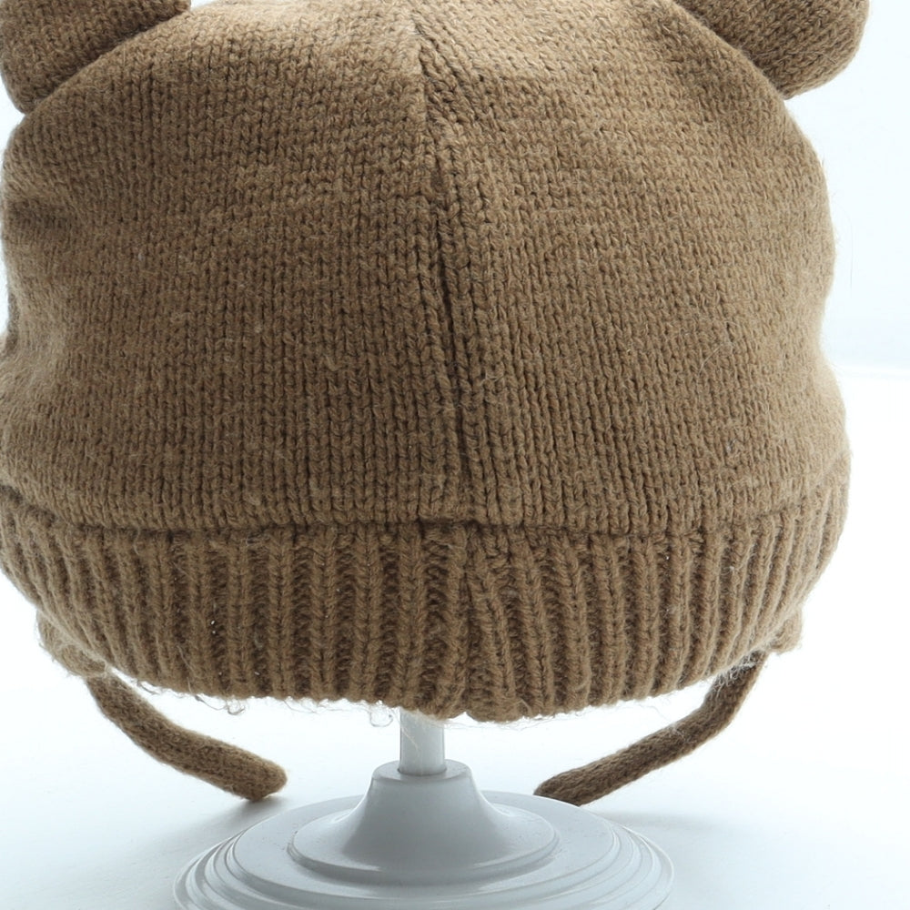 George Boys Brown Acrylic Beanie Size S - Bear Ears