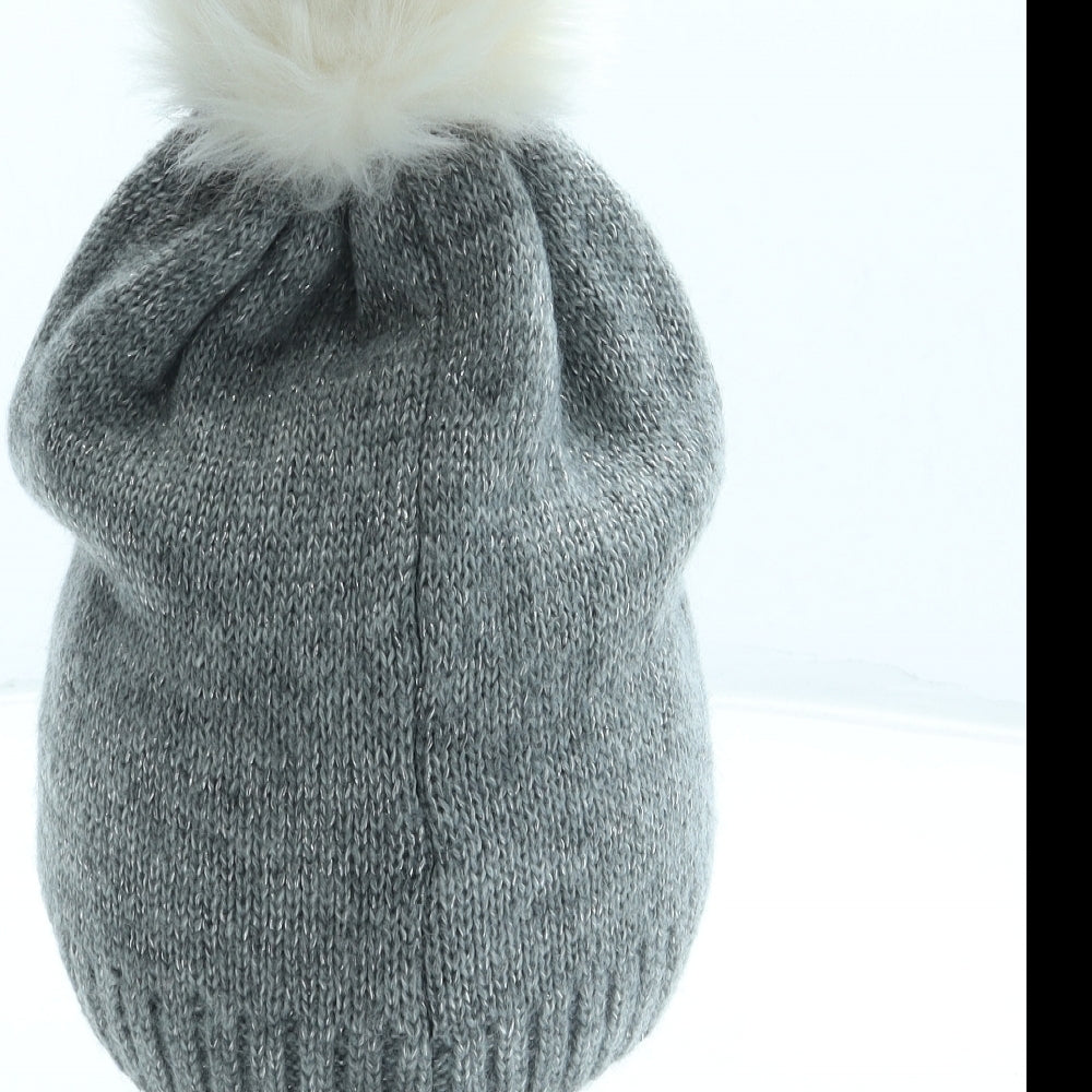 George Womens Grey Acrylic Bobble Hat One Size - Penguin