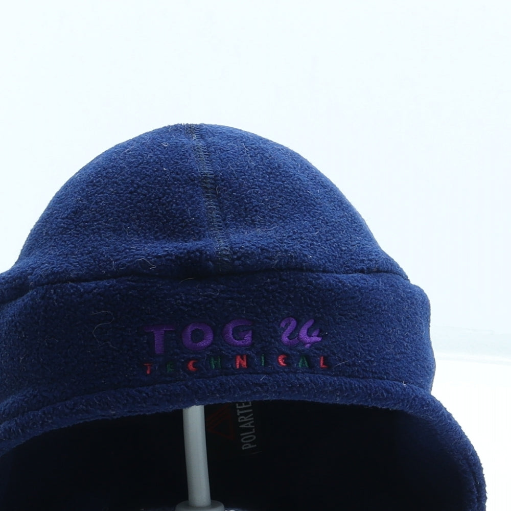 TOG24 Mens Blue Polyester Beanie One Size - Drawstring Logo