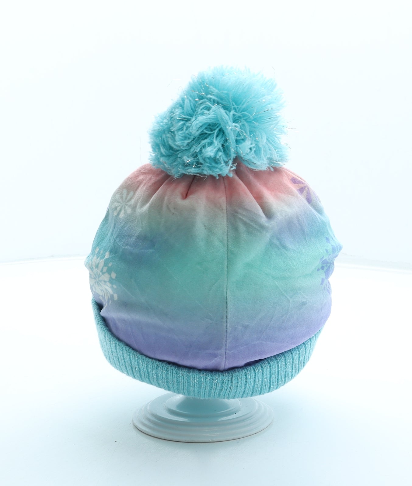 George Girls Multicoloured Geometric Acrylic Bobble Hat Size S - Frozen