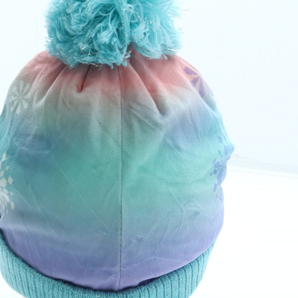 George Girls Multicoloured Geometric Acrylic Bobble Hat Size S - Frozen
