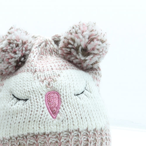 Young Dimension Girls Pink Acrylic Bobble Hat Size S - Owl