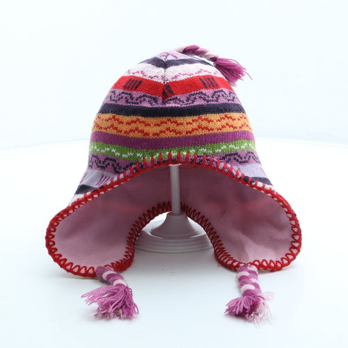 Preworn Girls Multicoloured Fair Isle Acrylic Bonnet One Size