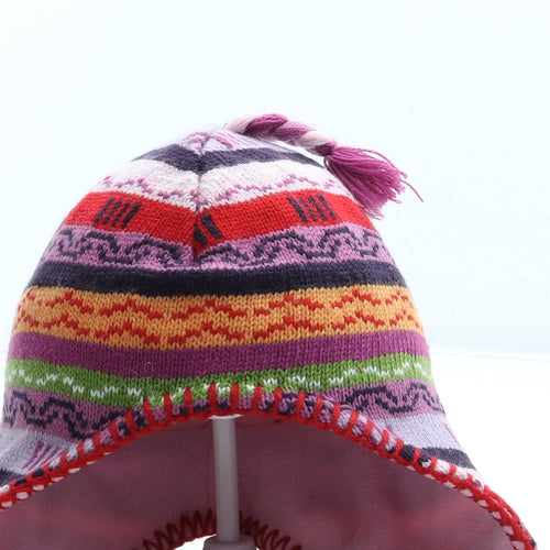 Preworn Girls Multicoloured Fair Isle Acrylic Bonnet One Size