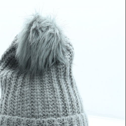New Look Womens Grey Acrylic Bobble Hat One Size