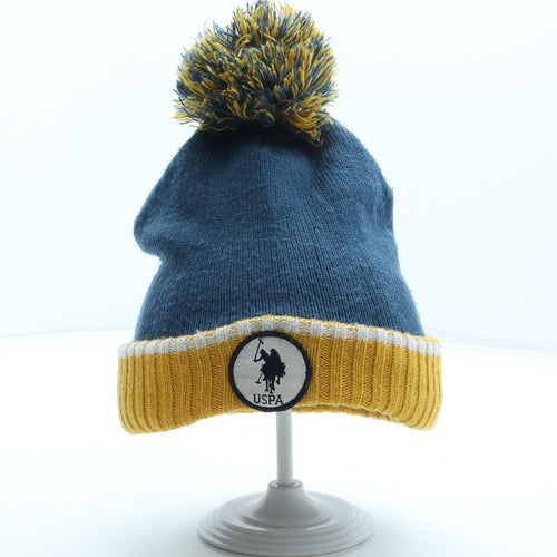 US Polo Assn. Boys Blue Acrylic Bobble Hat One Size - Logo