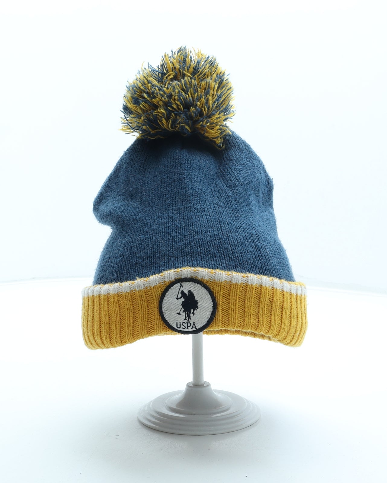 US Polo Assn. Boys Blue Acrylic Bobble Hat One Size - Logo