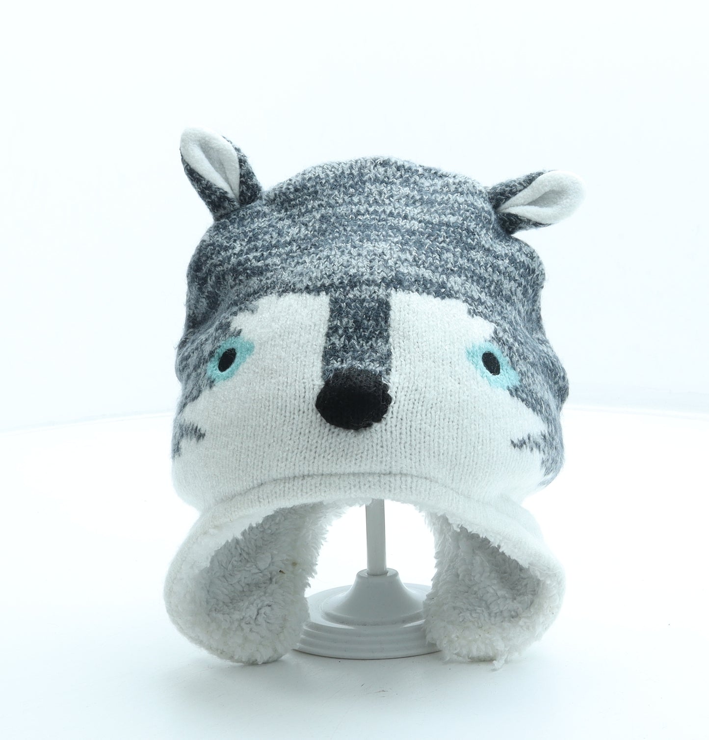 Mountain Warehouse Boys Grey Acrylic Bonnet One Size - Husky Wolf Ears