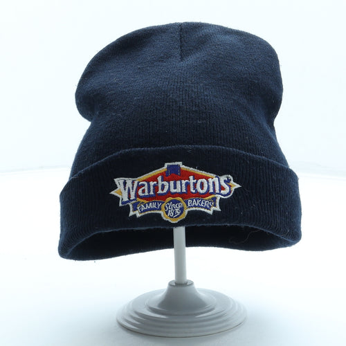Warburtons Mens Blue Acrylic Beanie One Size - Embroidered Logo