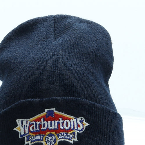 Warburtons Mens Blue Acrylic Beanie One Size - Embroidered Logo