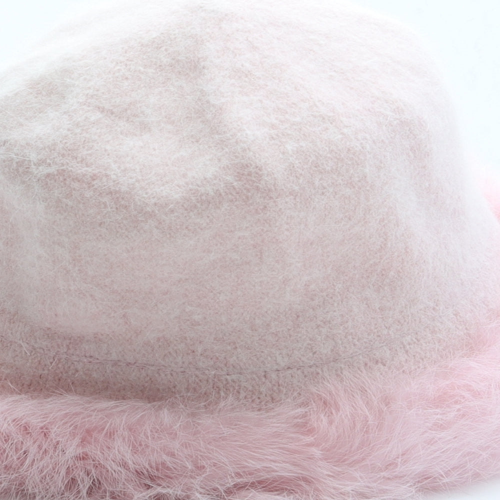 Preworn Womens Pink Angora Bucket Hat One Size