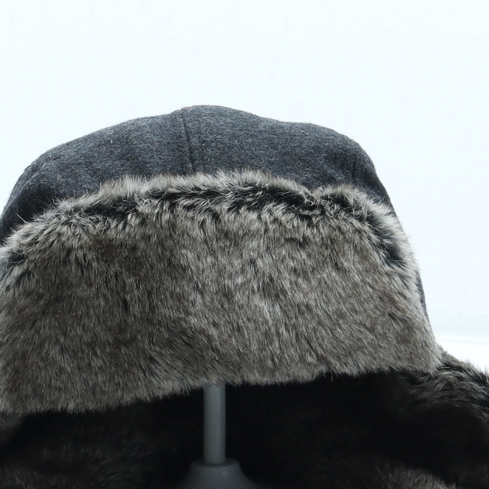 John Lewis Mens Grey Wool Trapper Hat Size M - Faux Fur