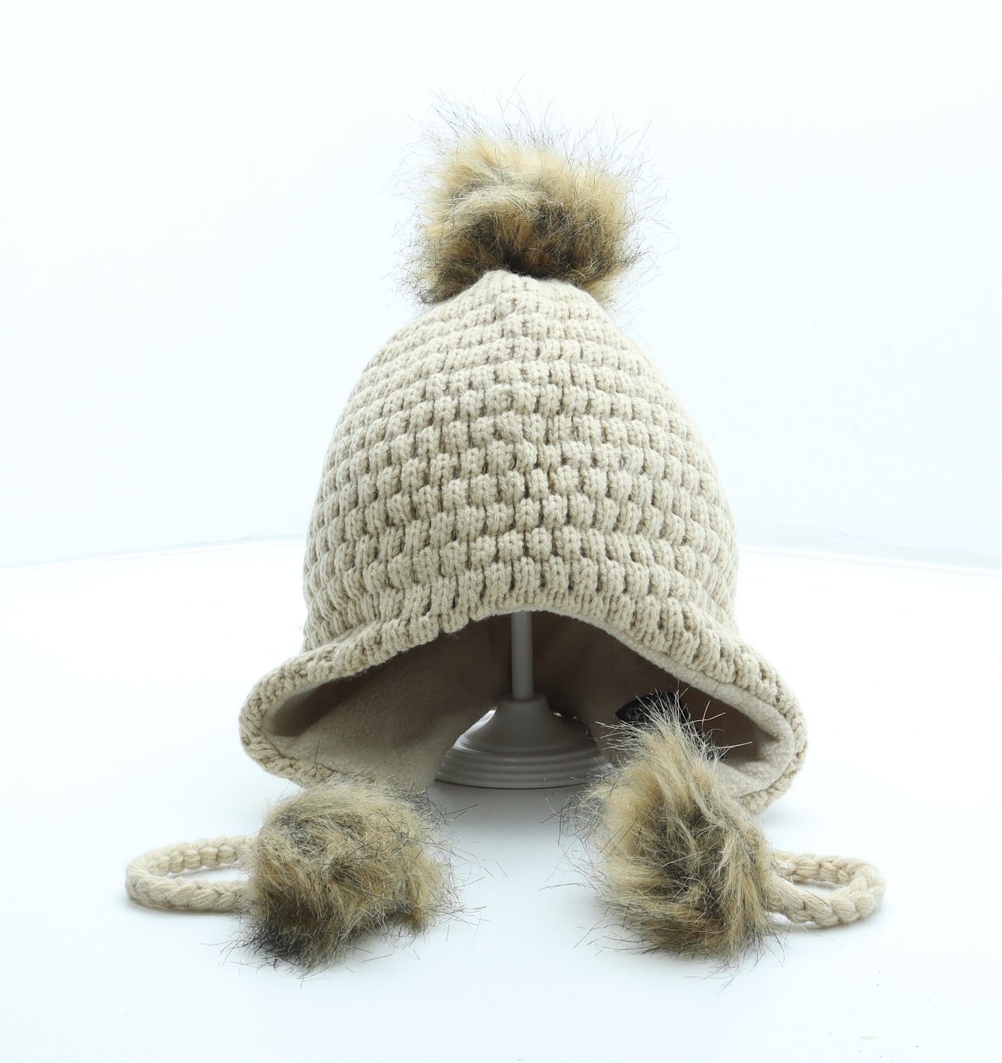 Frock Me Womens Beige Acrylic Bonnet One Size - Faux Fur
