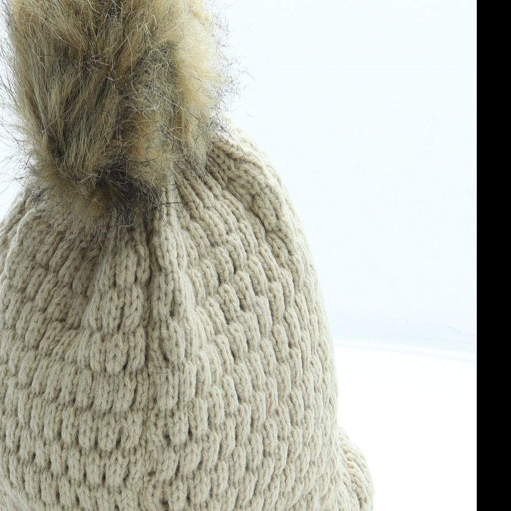 Frock Me Womens Beige Acrylic Bonnet One Size - Faux Fur