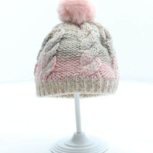George Girls Pink Acrylic Bobble Hat Size S